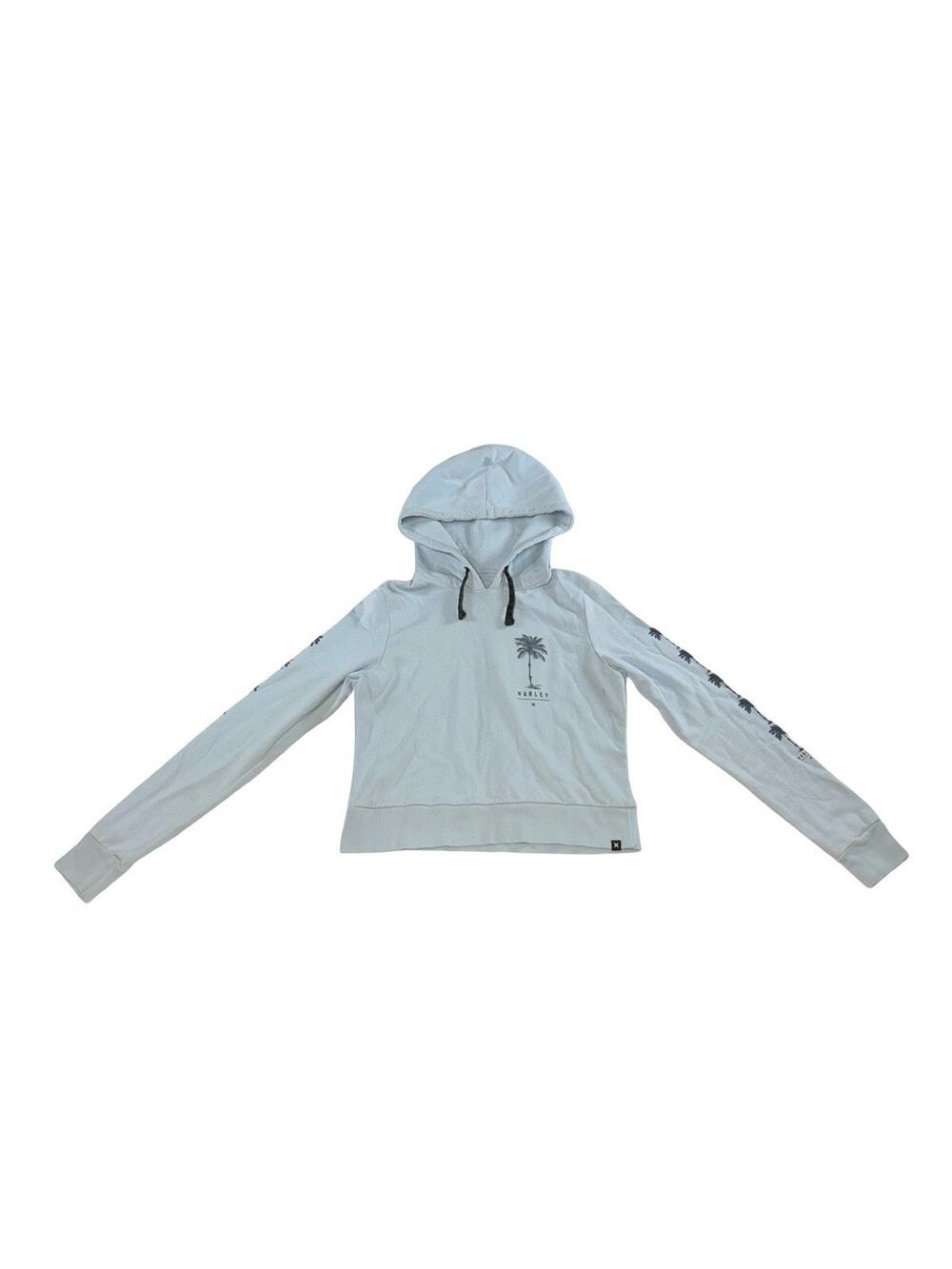Hurley Women’s Small Light Blue Palm Tree Pullover Hoodie Small Stain